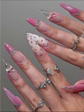 Pink Bello French Stiletto Press On Nails 🌟💅